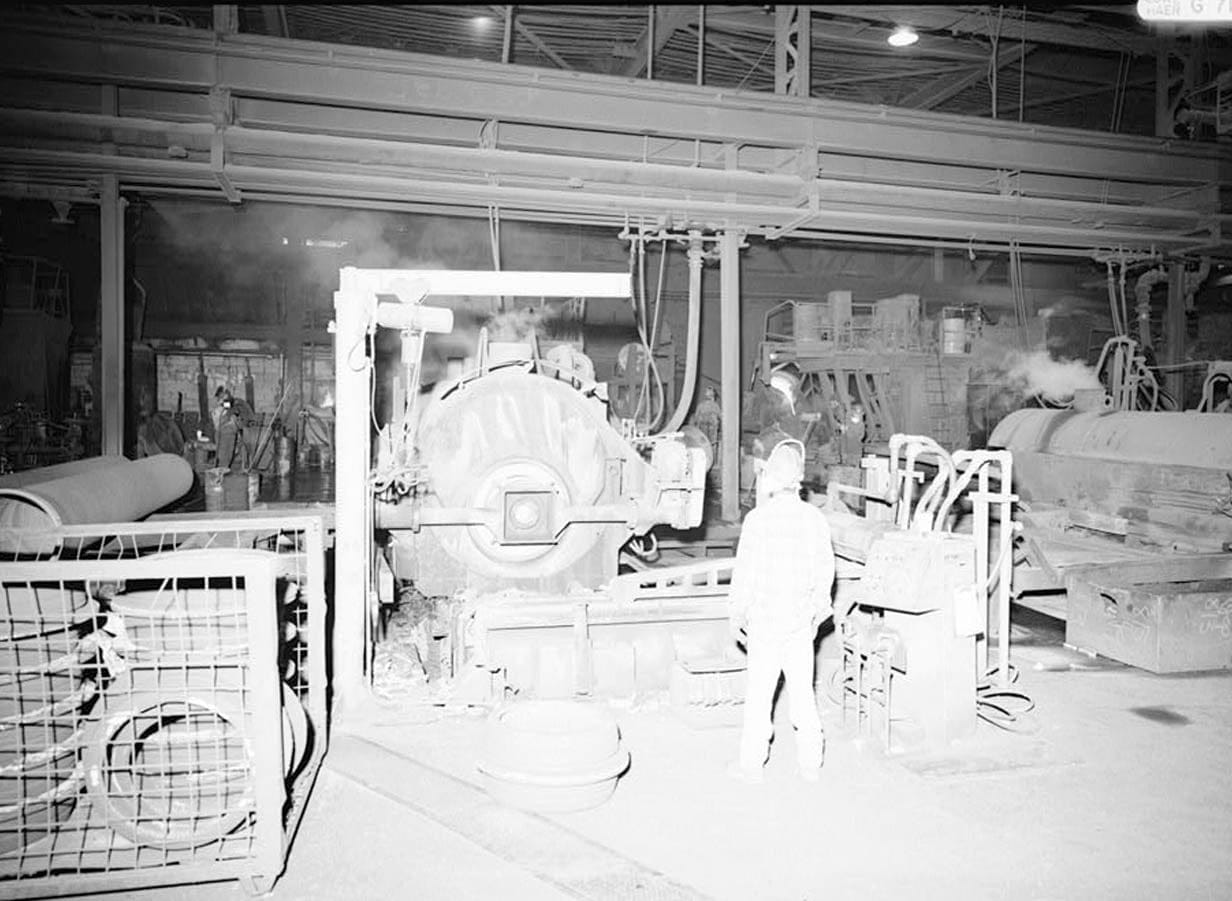 Historic Photo : United States Pipe & Foundry Company Plant, Pipe Casting & Testing Area, 2023 St. Louis Avenue at I-20/59, Bessemer, Jefferson County, AL 14 Photograph