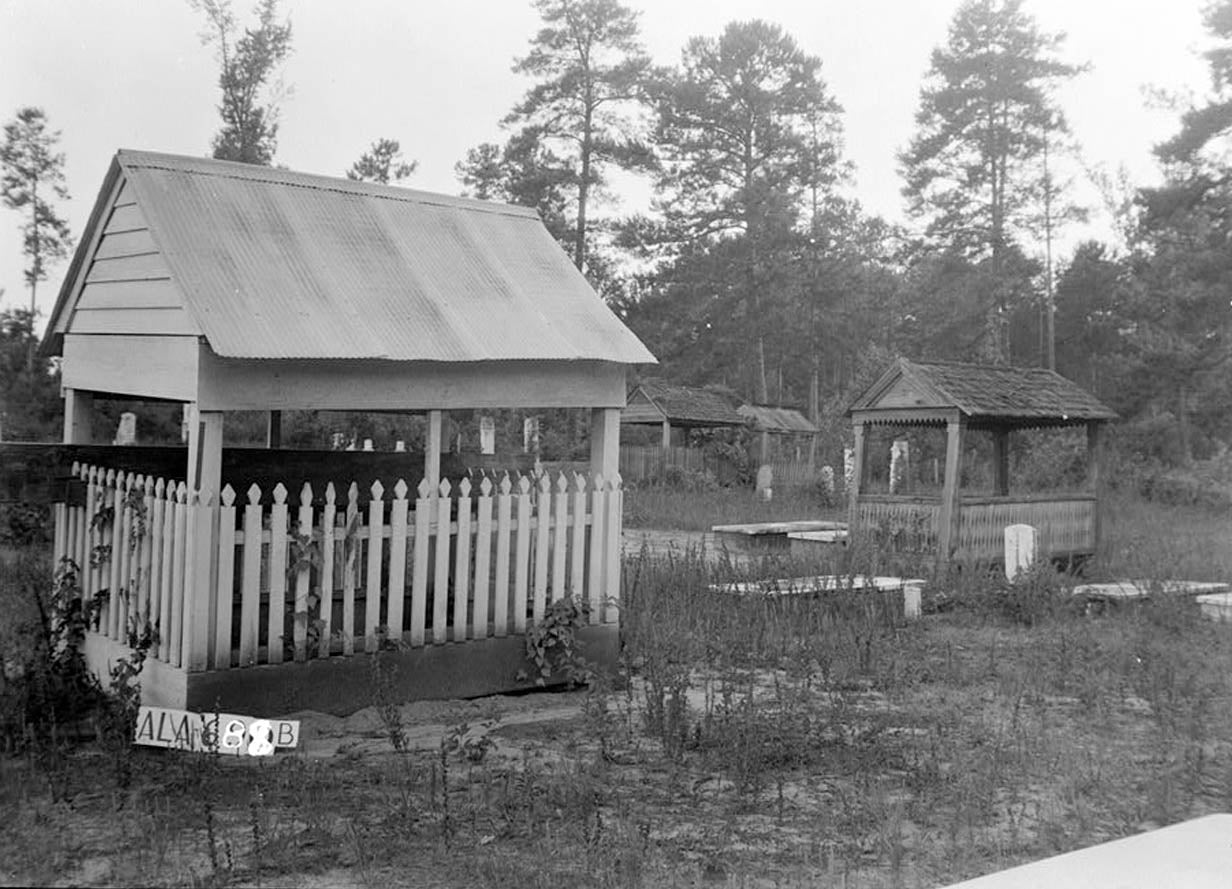 Historic Photo : Fort Dale Cemetery, Grave Houses, State Highway 185, Greenville, Butler County, AL 1 Photograph
