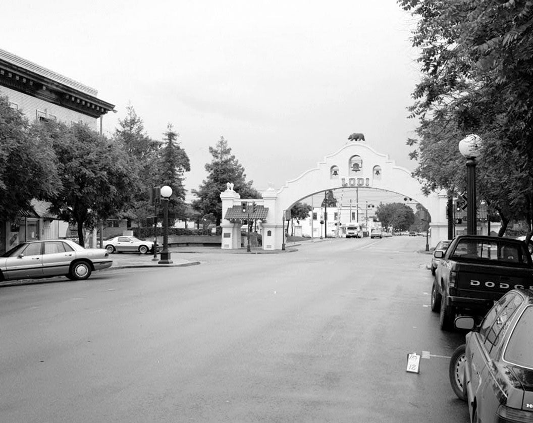 Historic Photo : Southern Pacific Passenger Depot, Tokay Arch, Pine & Sacramento Streets, Lodi, San Joaquin County, CA 1 Photograph