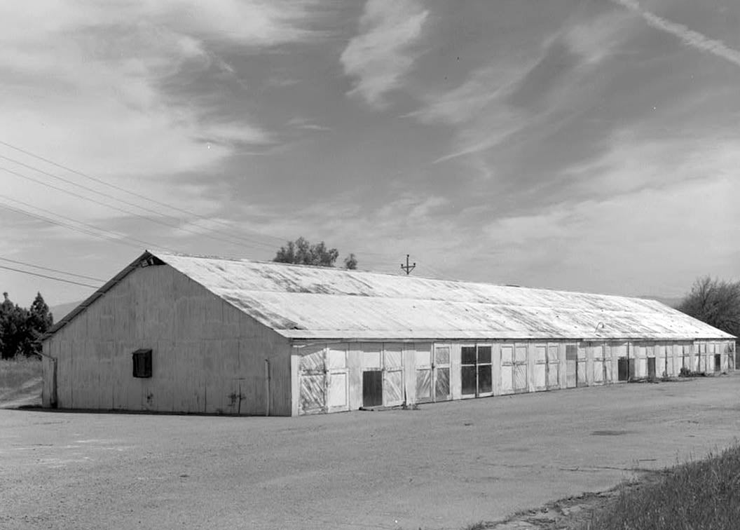 Historic Photo : Agnews State Hospital, Employee Garage, Between North Circle Drive & Lickmill Road, Santa Clara, Santa Clara County, CA 1 Photograph