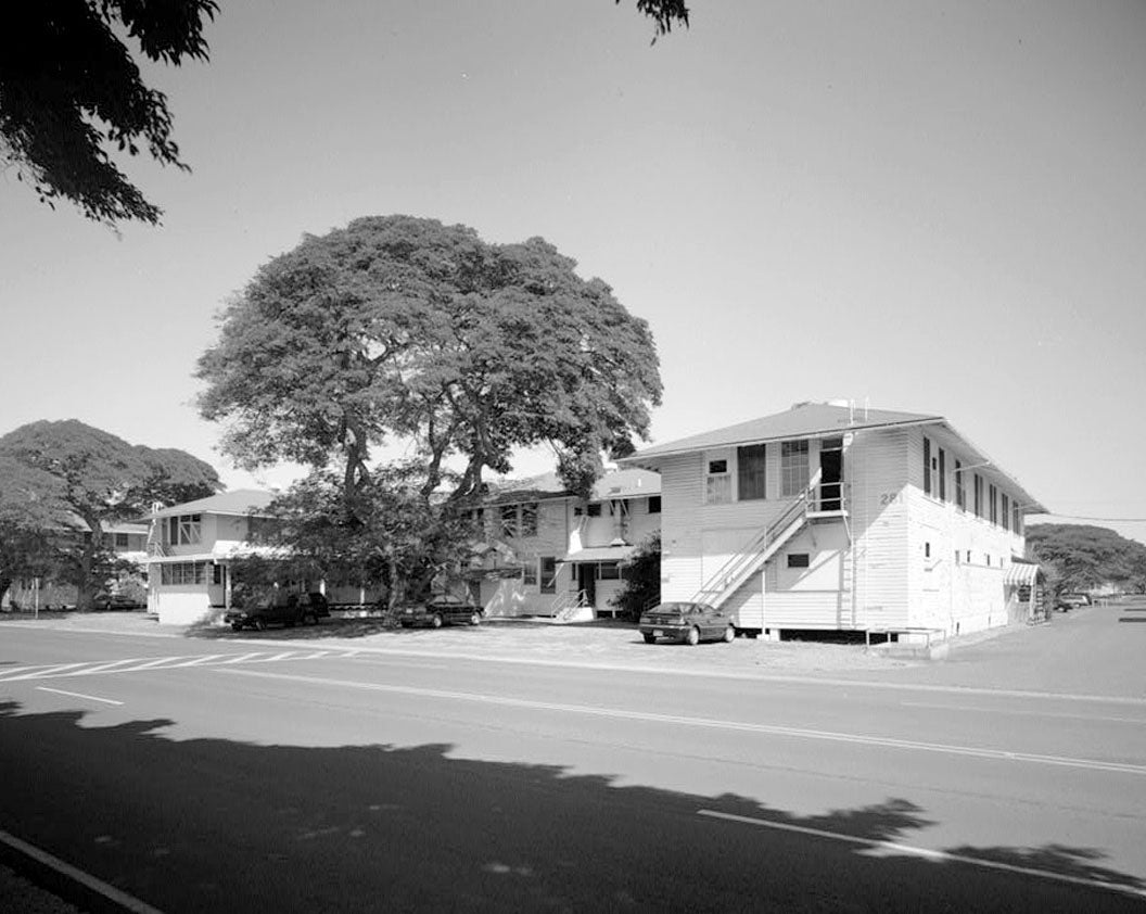 Historic Photo : U.S. Naval Base, Pearl Harbor, Barracks, Long Way at Corner or Russell Way, Pearl City, Honolulu County, HI 1 Photograph
