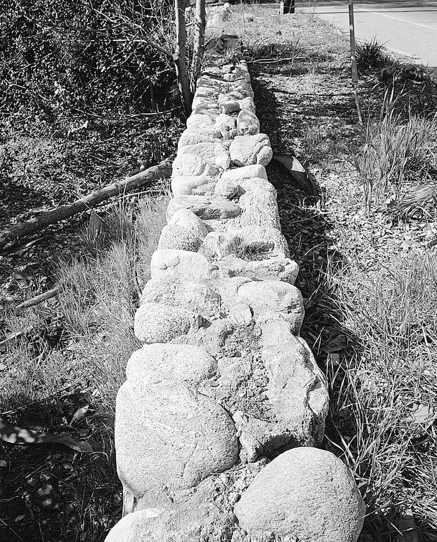 Historic Photo : Pitzer Ranch, Rock Wall, 4353 Towne Avenue, Claremont, Los Angeles County, CA 1 Photograph