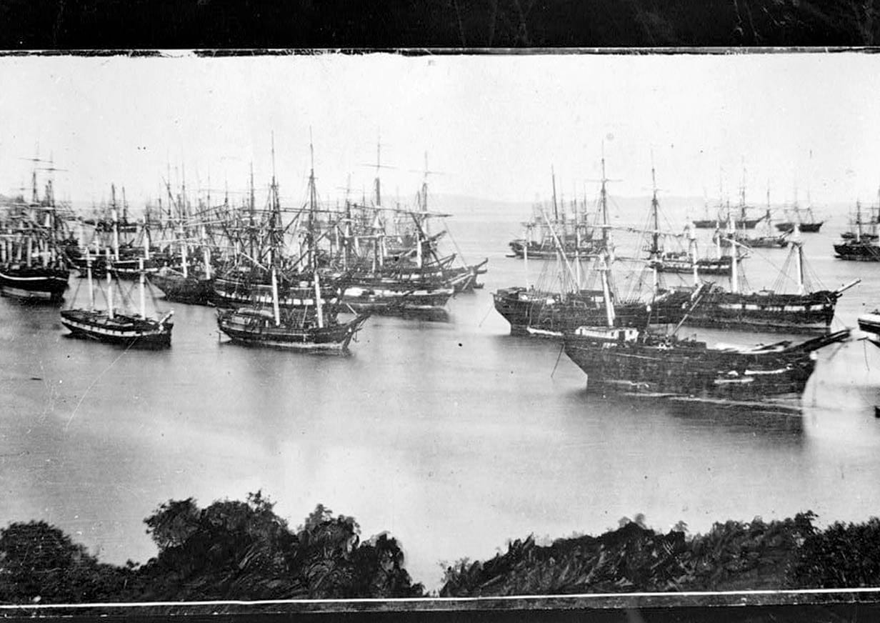 Historic Photo : Abandoned Ships, Historic View, 1849-1850, Yerba Beuna Cove, San Francisco, San Francisco County, CA 1 Photograph