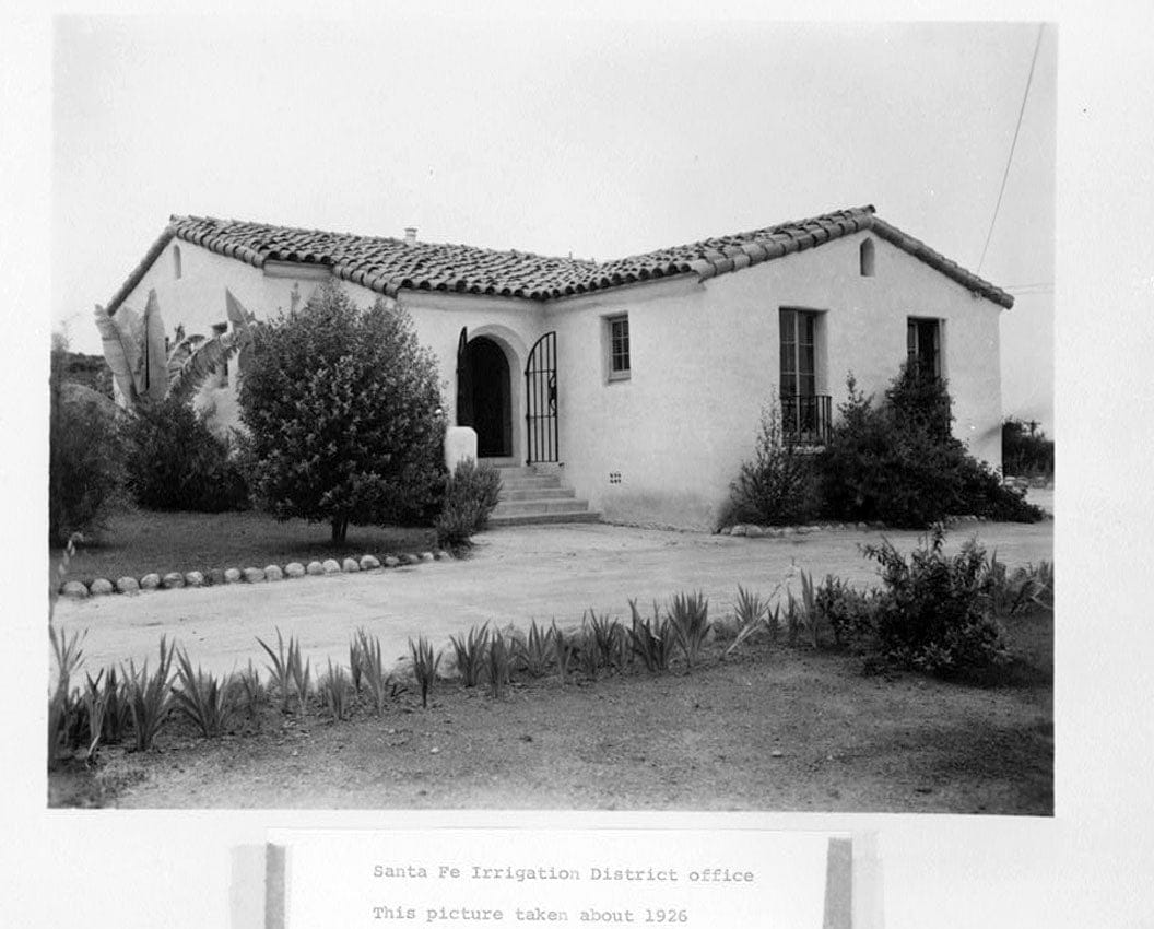 Historic Photo : Santa Fe Irrigation District Offices, Linea del Cielo, Rancho Santa Fe, San Diego County, CA 2 Photograph