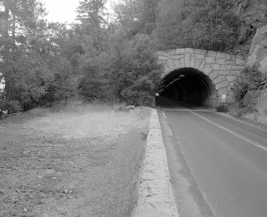 Historic Photo : Big Oak Flat Road Tunnel No. 3, Through mountain spur on New Big Oak Flat Road, Yosemite Village, Mariposa County, CA 2 Photograph