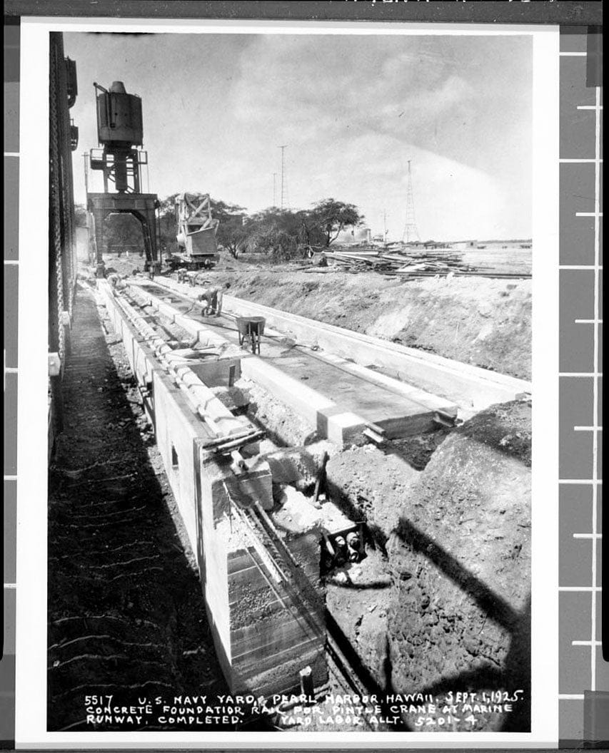 Historic Photo : U.S. Naval Base, Pearl Harbor, Exterior Cranes, Waterfront Crane Track System, Pearl City, Honolulu County, HI 3 Photograph