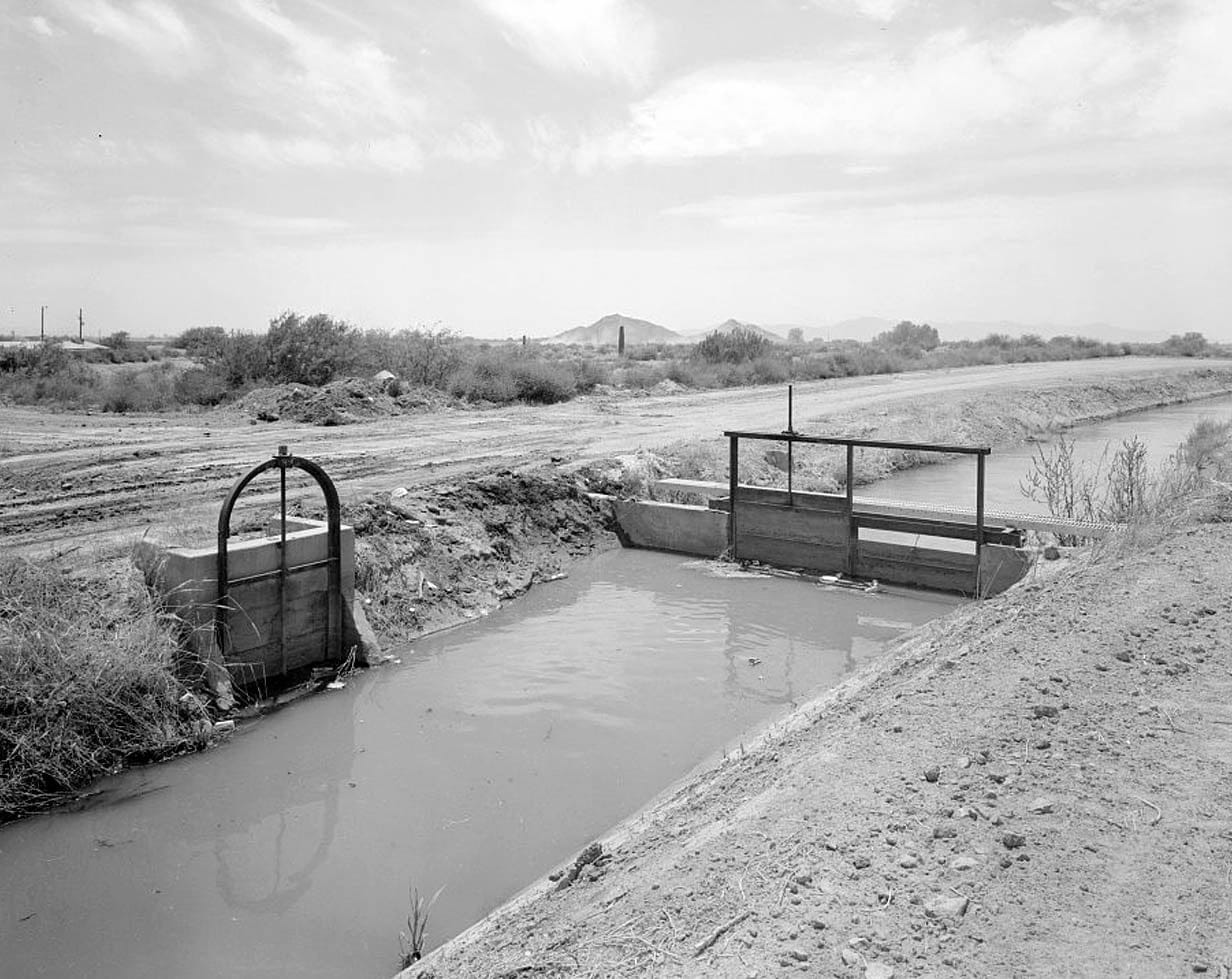 Historic Photo : San Carlos Irrigation Project, San Tan Flood Water Canal, North Side of Gila River, Coolidge, Pinal County, AZ 1 Photograph