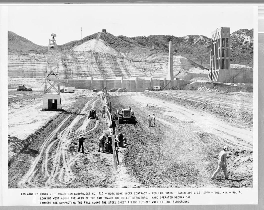 Historic Photo : Prado Dam, Santa Ana River near junction of State Highways 71 & 91, Corona, Riverside County, CA 1 Photograph