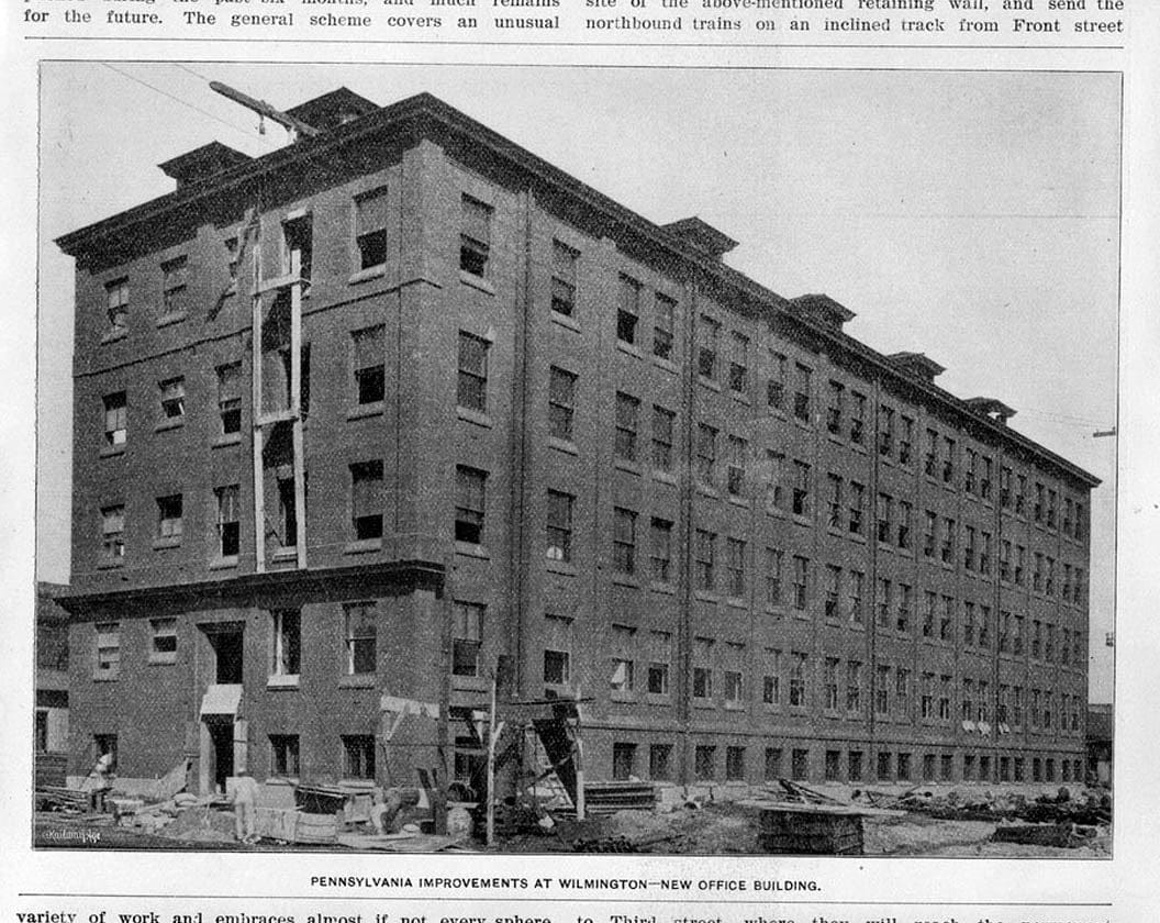 Historic Photo : Pennsylvania Railroad Improvements, Pennsylvania Railroad Office Building, French Street at Christiana River, Wilmington, New Castle County, DE 2 Photograph