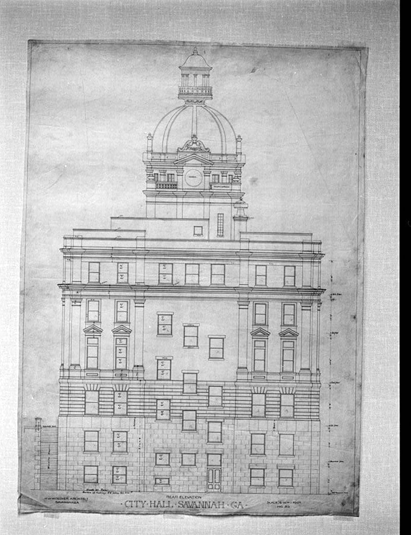 Historic Photo : Savannah City Hall, Bay & Bull Streets, Savannah, Chatham County, GA 8 Photograph