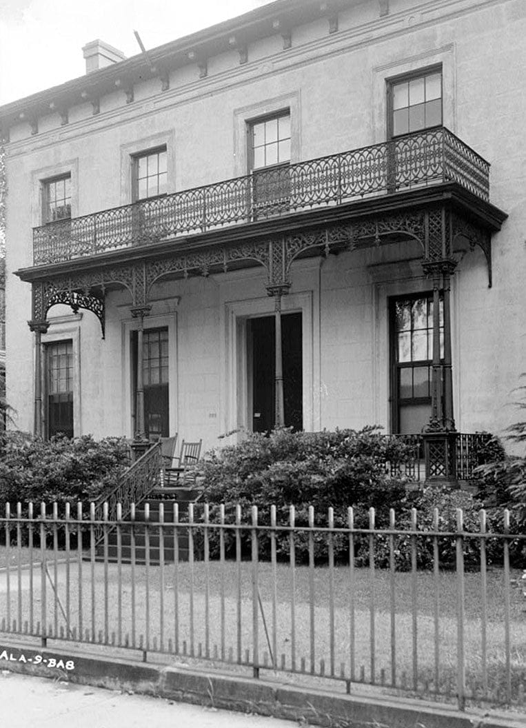 Historic Photo : Sidney Smith House (Iron Gate & Balcony), 203 Government Street, Mobile, Mobile County, AL 1 Photograph
