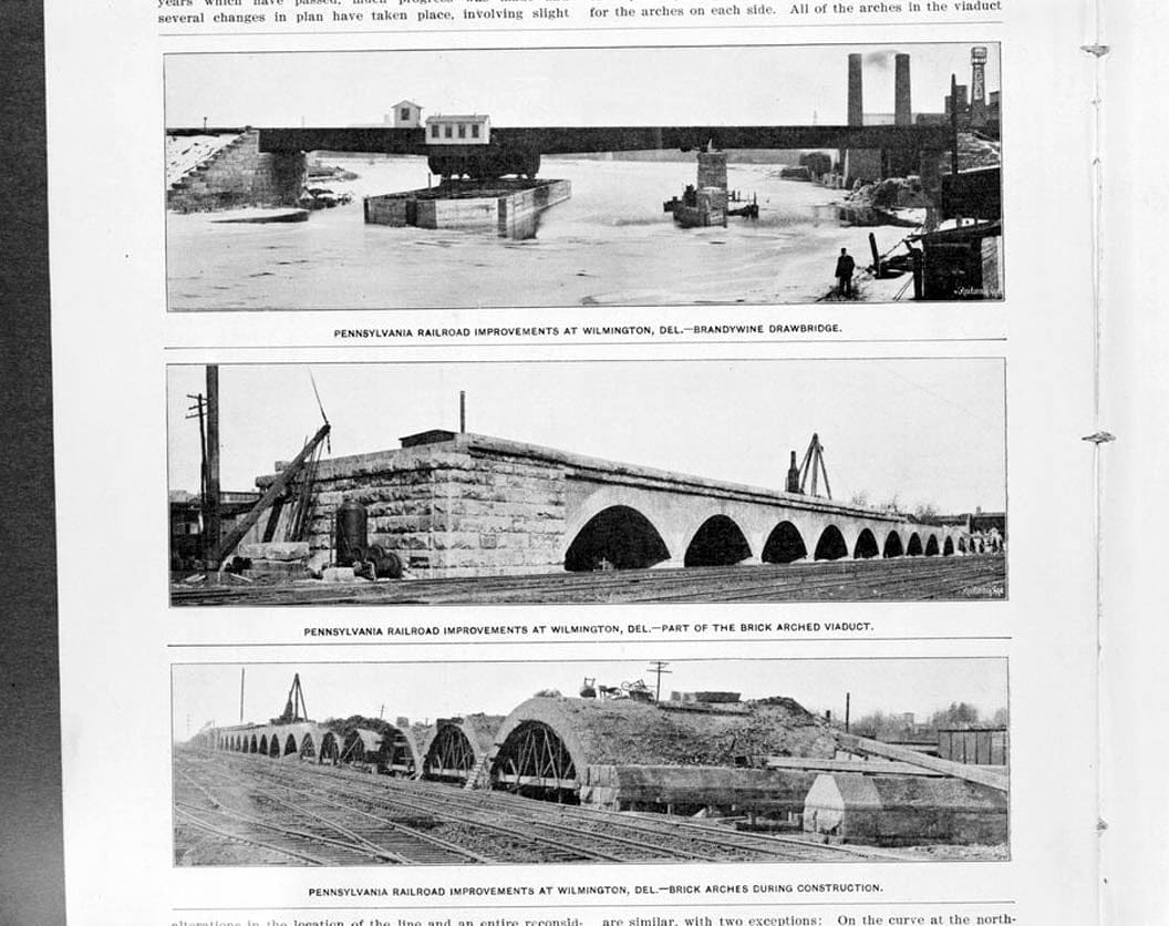 Historic Photo : Pennsylvania Railroad Improvements, Brick Arch Viaduct, Liberty Street to Baltimore & Ohio Railroad, Wilmington, New Castle County, DE 2 Photograph