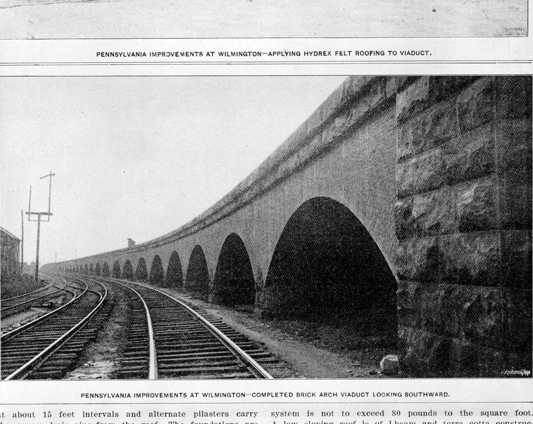 Historic Photo : Pennsylvania Railroad Improvements, Brick Arch Viaduct, Liberty Street to Baltimore & Ohio Railroad, Wilmington, New Castle County, DE 4 Photograph