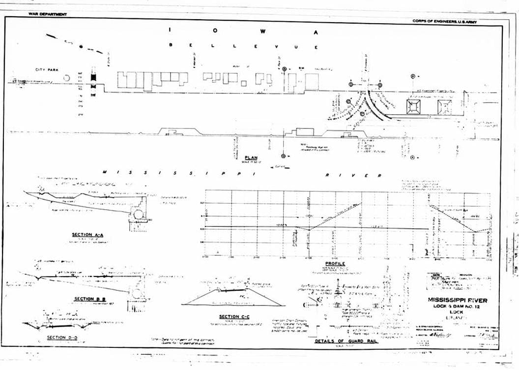 Historic Photo : Mississippi River 9-Foot Channel Project, Lock & Dam No. 12, Upper Mississippi River, Bellevue, Jackson County, IA 10 Photograph