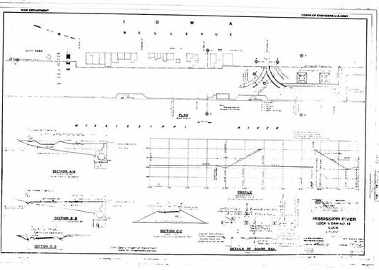 Historic Photo : Mississippi River 9-Foot Channel Project, Lock & Dam No. 12, Upper Mississippi River, Bellevue, Jackson County, IA 10 Photograph