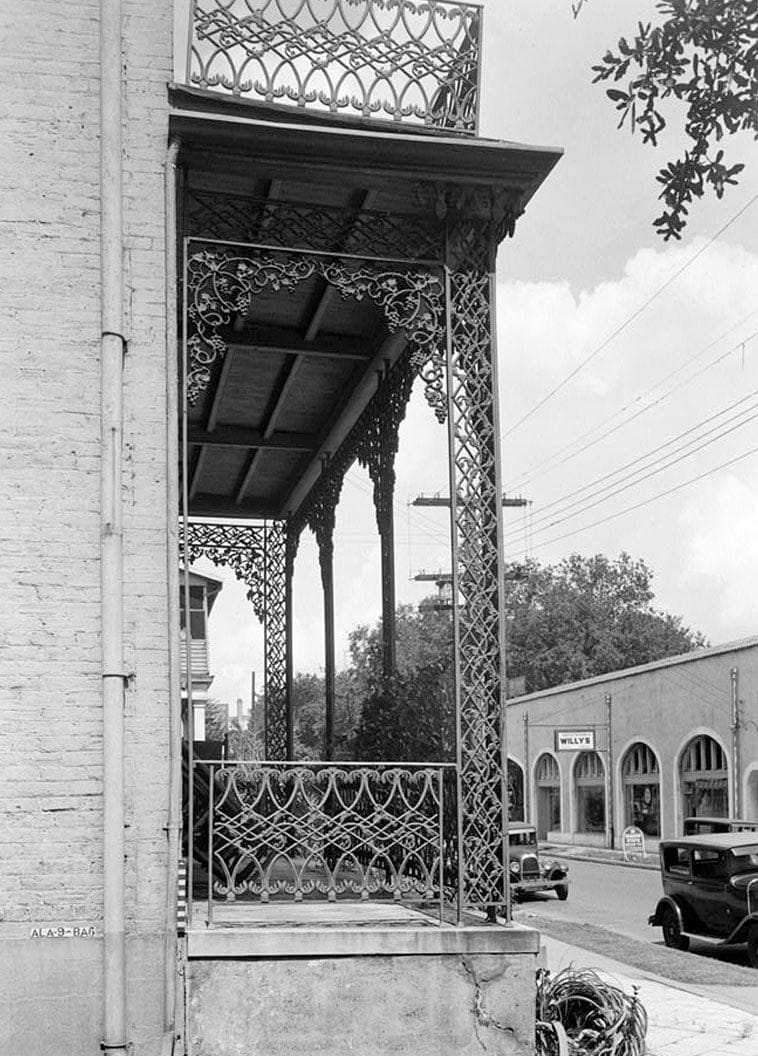 Historic Photo : Charles L. Huger House (Ironwork), 154 South Conception Street, Mobile, Mobile County, AL 1 Photograph