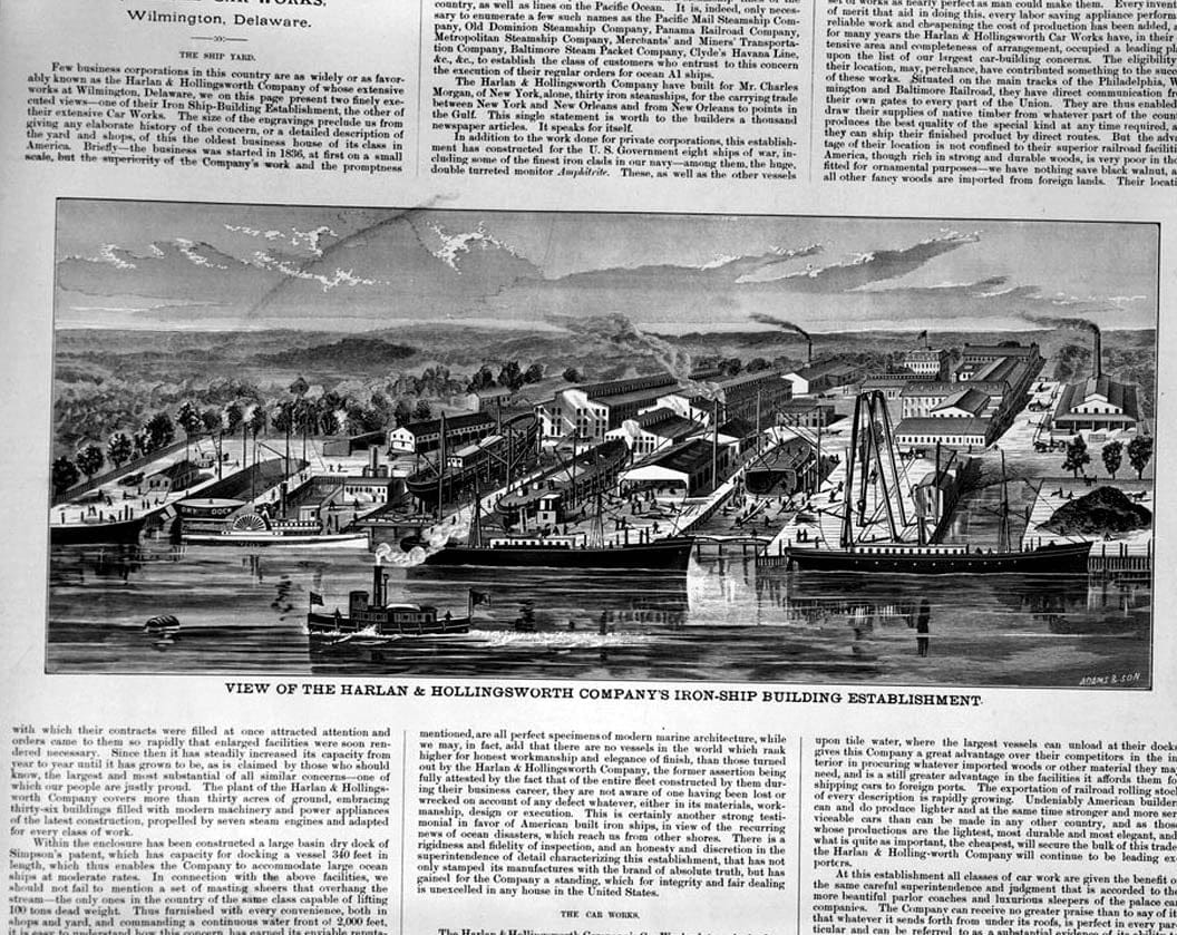 Historic Photo : Harlan & Hollingsworth Company Factory, 100 South West Street, Wilmington, New Castle County, DE 6 Photograph