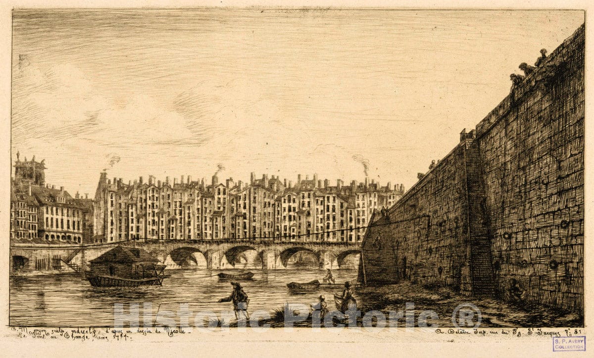 Art Print : 1855, Le Pont-au-Change. - Vintage Wall Art