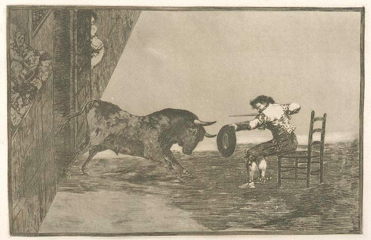 Art Print : 1816, Temeridad de Martincho en la Plaza de Zaragoza. - Vintage Wall Art