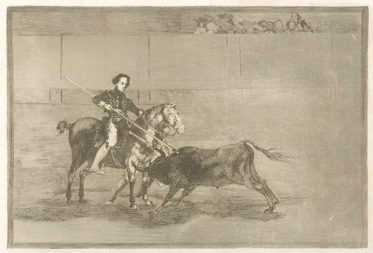 Art Print : 1816, Valor varonil de la celebre Pajuelera en la de Zaragoza. - Vintage Wall Art