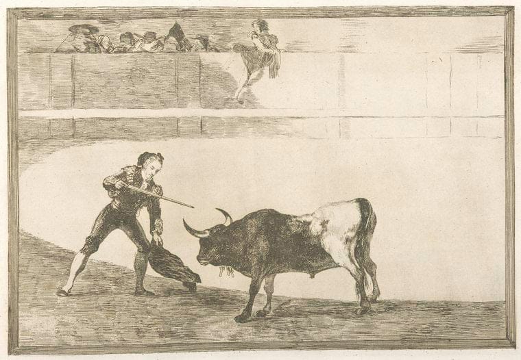 Art Print : 1816, Pepe Romero matando A Toro parado. - Vintage Wall Art
