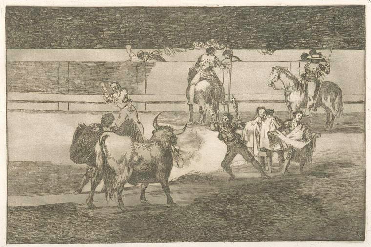 Art Print : 1816, Banderillas de Fuego. - Vintage Wall Art