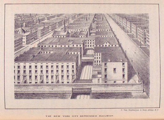 Art Print : 1867, The New York City Depressed Railway. - Vintage Wall Art