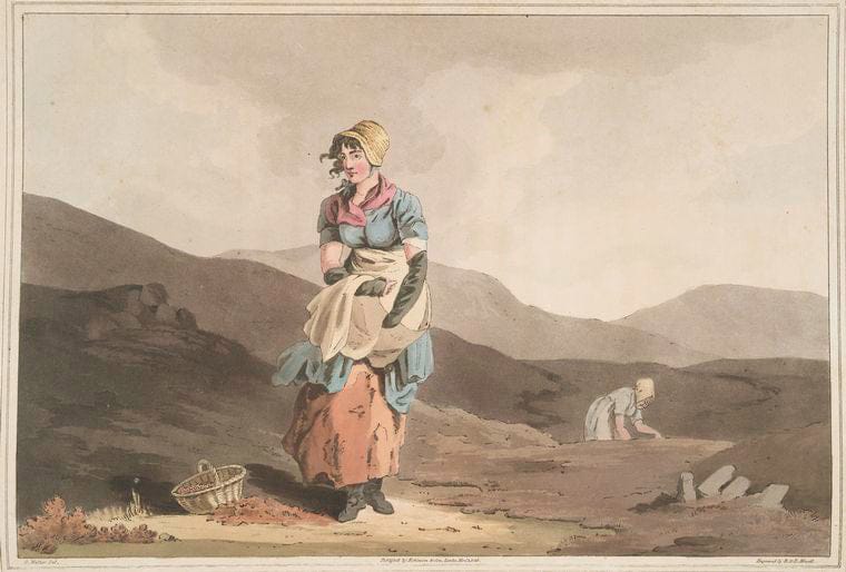 Art Print : 1814, The Cranberry Girl. - Vintage Wall Art