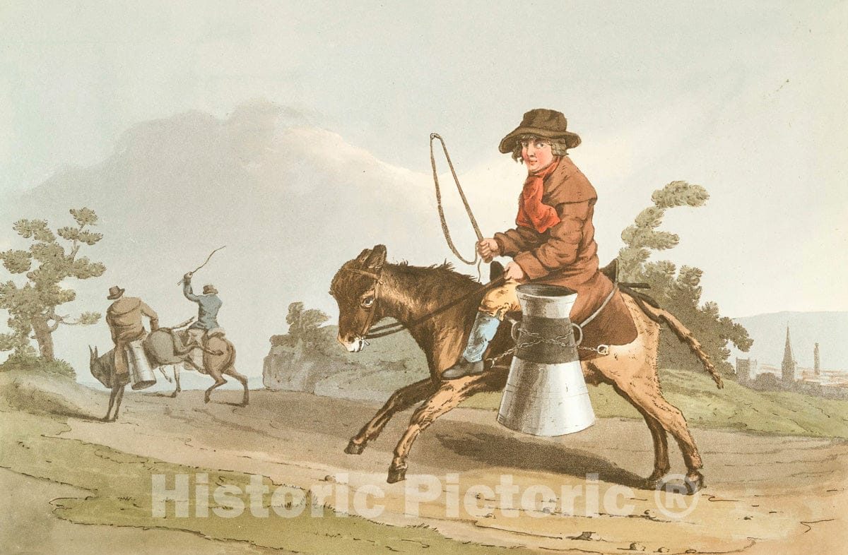 Art Print : 1814, The Milk boy. - Vintage Wall Art