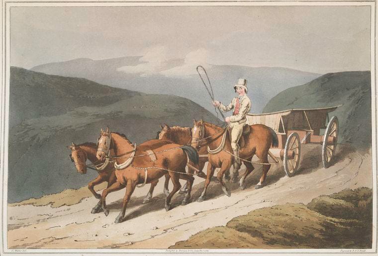 Art Print : 1814, The East Riding, or wolds waggon. - Vintage Wall Art