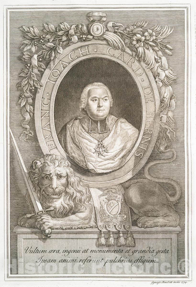 Art Print : 1772, Franc Ioach. Card. de Bernis [Portrait of Francisco Joachino de Pierre de Bernis] - Vintage Wall Art