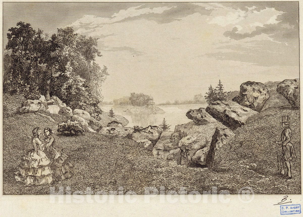 Art Print : 1857, Extremite du lac du Bois de Boulogne. - Vintage Wall Art V1