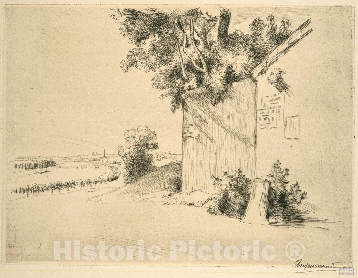 Art Print : 1852, [La Seine vue de Passy.] - Vintage Wall Art