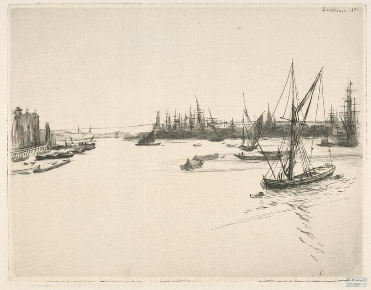 Art Print : 1871, Vue de la Tamise (Prise de Limehouse). - Vintage Wall Art