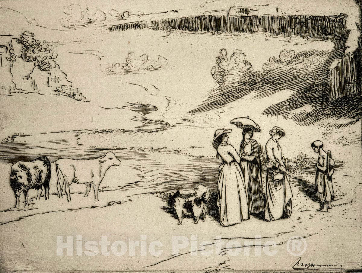 Art Print : Les demoiselles du Village [d'apres Courbet.] - Vintage Wall Art