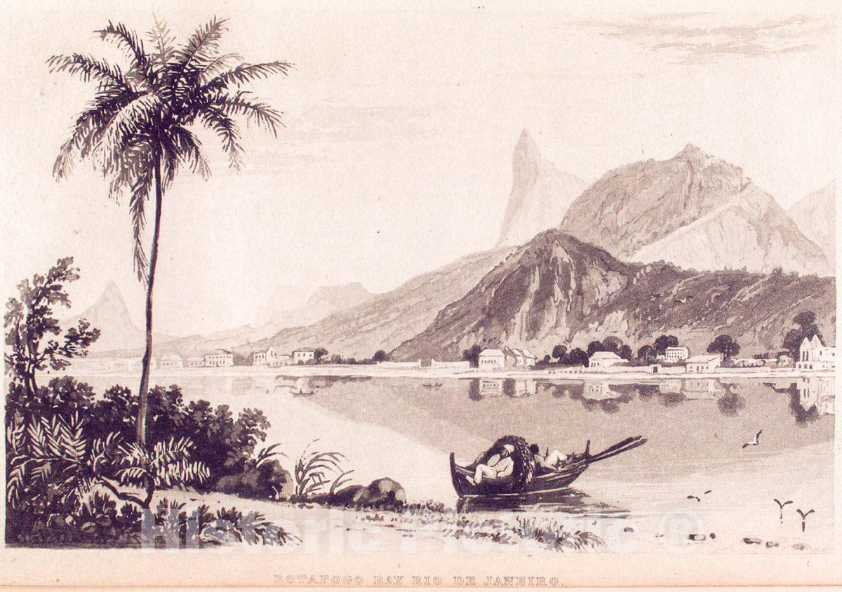 Art Print : 1825, Botafogo Bay Rio de Janerio. - Vintage Wall Art