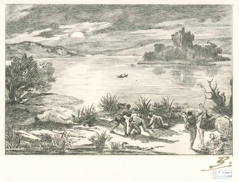 Art Print : 1871, [L'evasion du chAteau de Lochleven.] - Vintage Wall Art V1