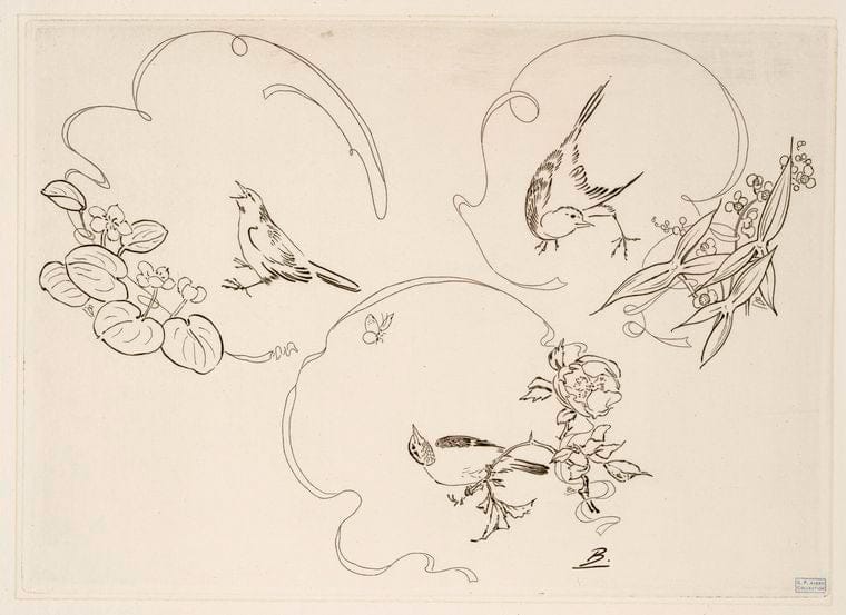 Art Print : 1866, Assiette a Dessert : Trois Motifs composes chacun d'un Ruban - Vintage Wall Art V2