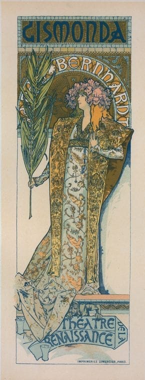 Art Print : Affiche Pour le Theatre de la Renaissance, Gismonda', 1896 - Vintage Wall Art