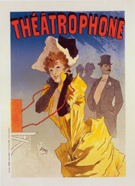 Art Print : Affiche Pour la Compagnie de 'Theatrophone', 1896 - Vintage Wall Art