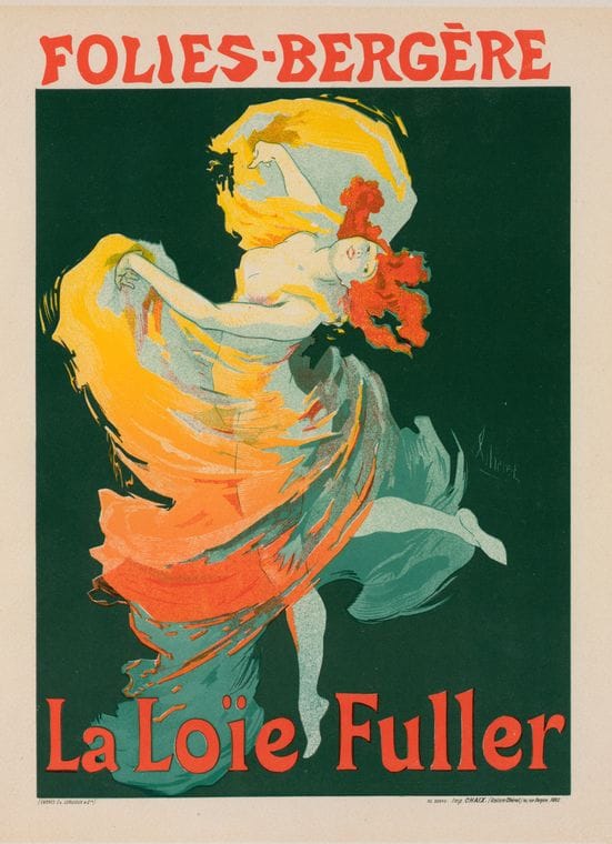 Art Print : Affiche Pour les Folies-Bergere, la Loie Fuller', 1897 - Vintage Wall Art
