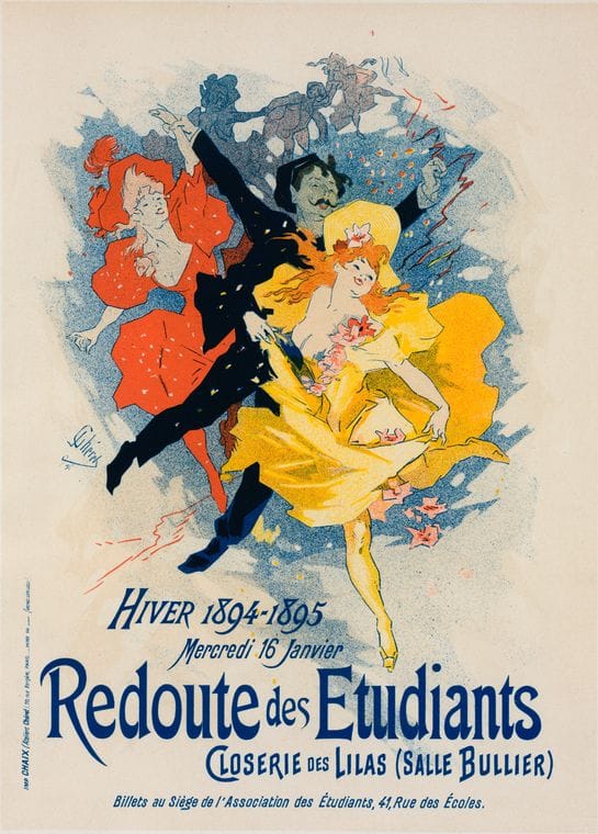 Art Print : Affiche Pour la 'Redoute des Atudiants'. Closerie des Lilas (Salle Bullier), 1897 - Vintage Wall Art