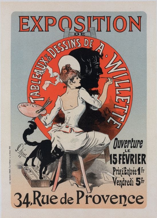 Art Print : Affiche Pour l' 'l'Exposition de Tableaux et Dessins de A. Willette', 1898 - Vintage Wall Art