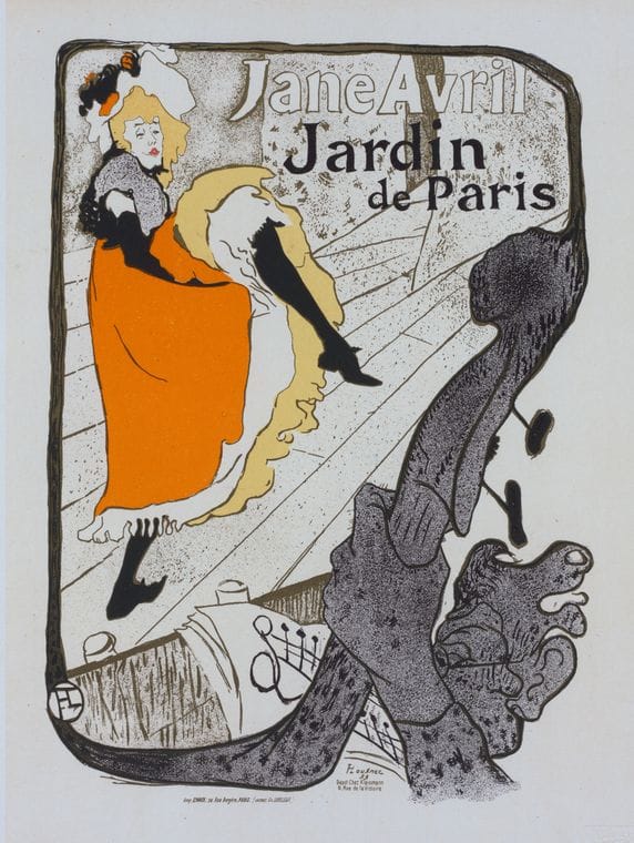 Art Print : Affiche Pour le Jardin de Paris 'Jane Avril', 1898 - Vintage Wall Art