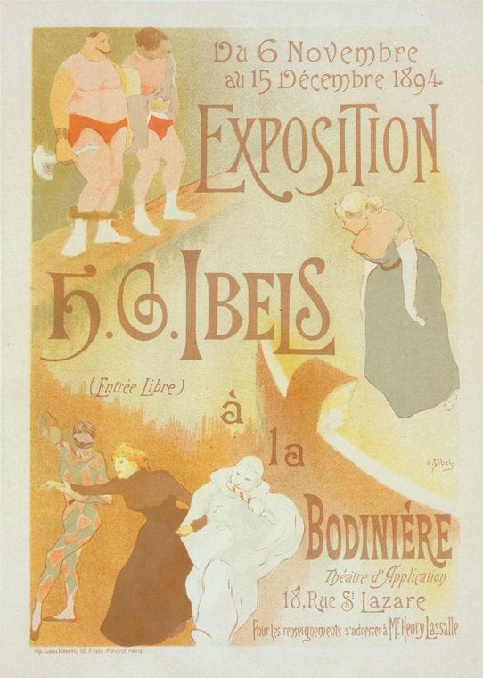 Art Print : Affiche Pour l' 'Exposition de H. G. Ibels', a la Bodiniere, 1898 - Vintage Wall Art