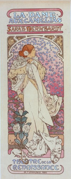 Art Print : Affiche Pour le Theatre de la Renaissance, la Dame aux Camelias', 1898 - Vintage Wall Art