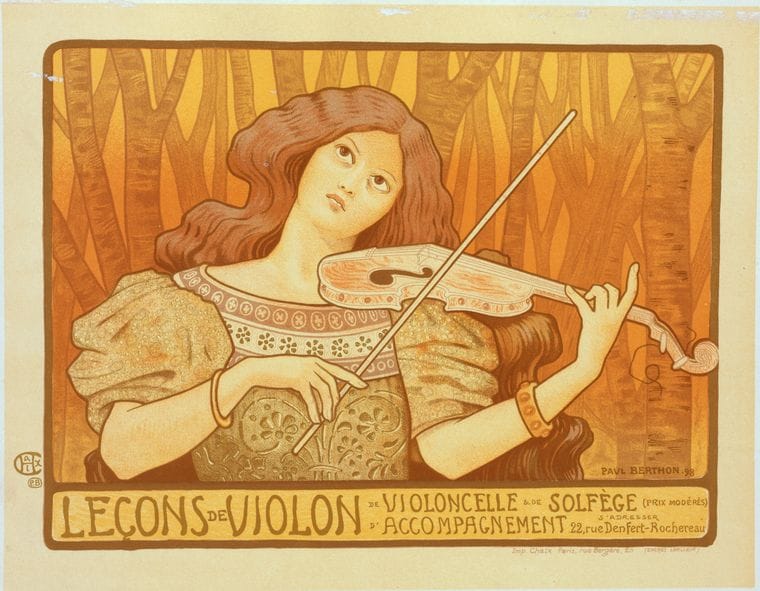 Art Print : Affiche Pour 'Lecons de Violon', 1899 - Vintage Wall Art