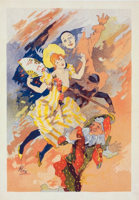 Art Print : Troisieme panneau sans texte : 'La Pantomime', 1900 - Vintage Wall Art