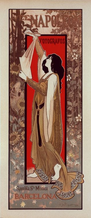 Art Print : Affiche espagnole Pour la 'Maison A. et E. Napoleon', photographes, a Barcelone, 1900 - Vintage Wall Art