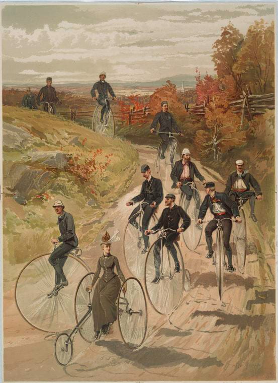 Art Print : Bicycling, Vintage Wall Art